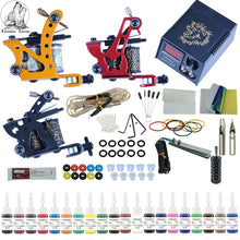 Load image into Gallery viewer, Complete Tattoo Kit 2 Tattoo Machines Gun Black Ink Set Power Supply Grips Body Art Tools Set Tattoo Permanent Makeup Tattoo set
