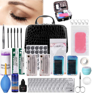 Eyelash Extension Kit False Eyelash Tools Cosmetic Bag for Makeup Exercise, Eyelash Grafting, Eyelash Extension Exercise Set