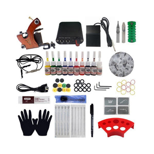 Compleet Tattoo Kit 1 Machines Gun Tattoo Accessoires Supply Permanente Make-Up Tattoo Set Body Art Gereedschap Zwarte Inkt Voor